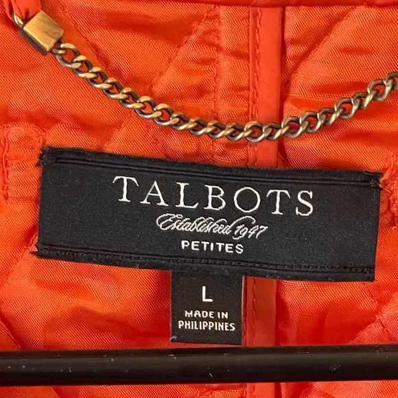 Talbots petite orange quilted jacket Large LIKE NEW NEVER WORN - Picture 3 of 3